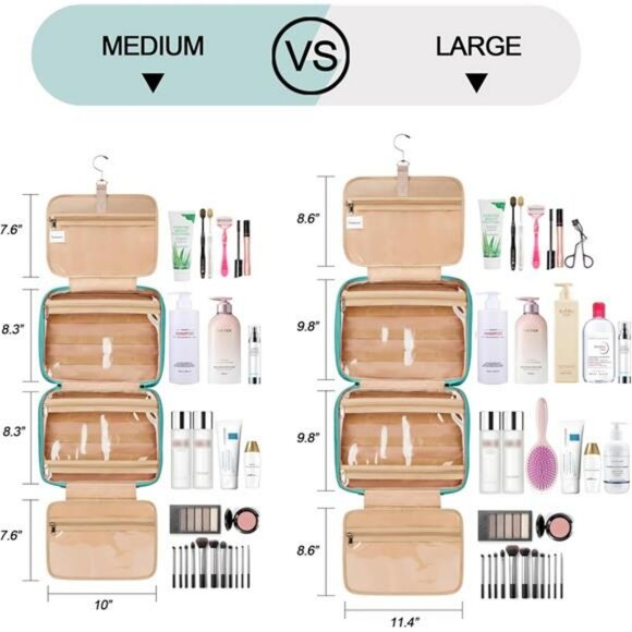 Hanging Travel Toiletry Bag for Women with Jewelry Organizer Waterproof - Picture 3 of 8